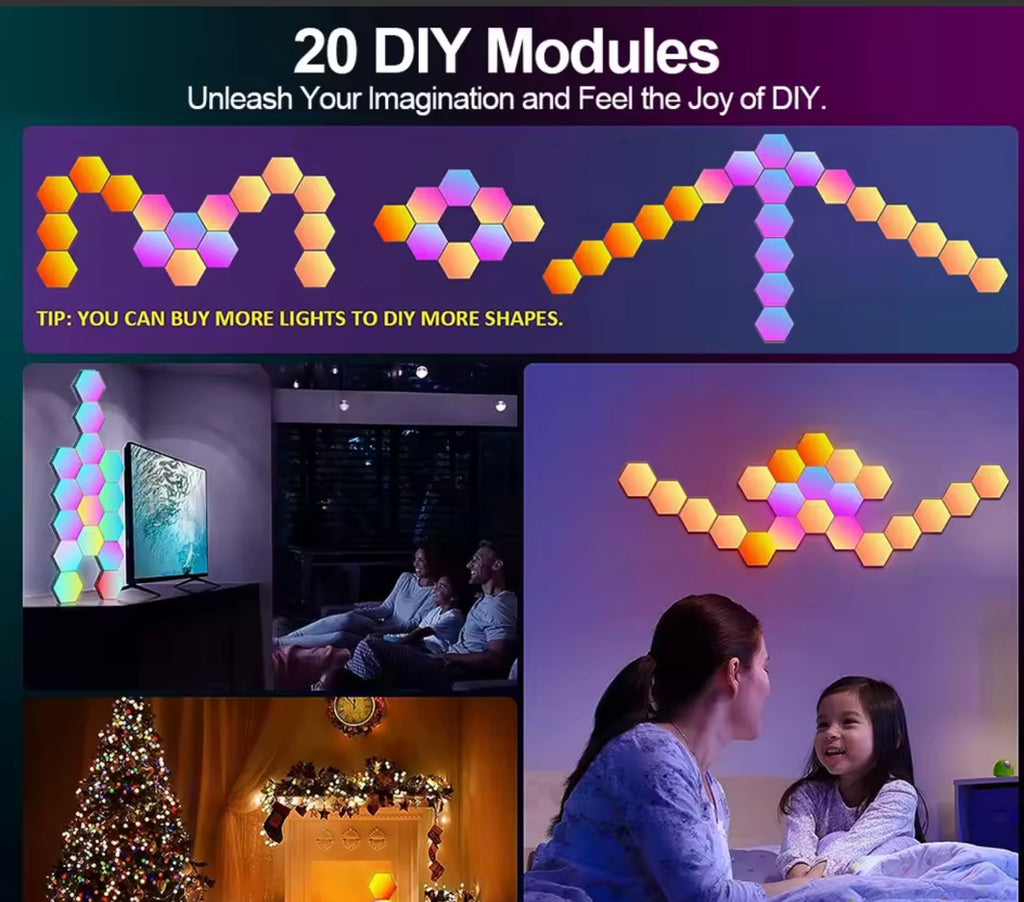 RGB LED Hexagon Wall Lights