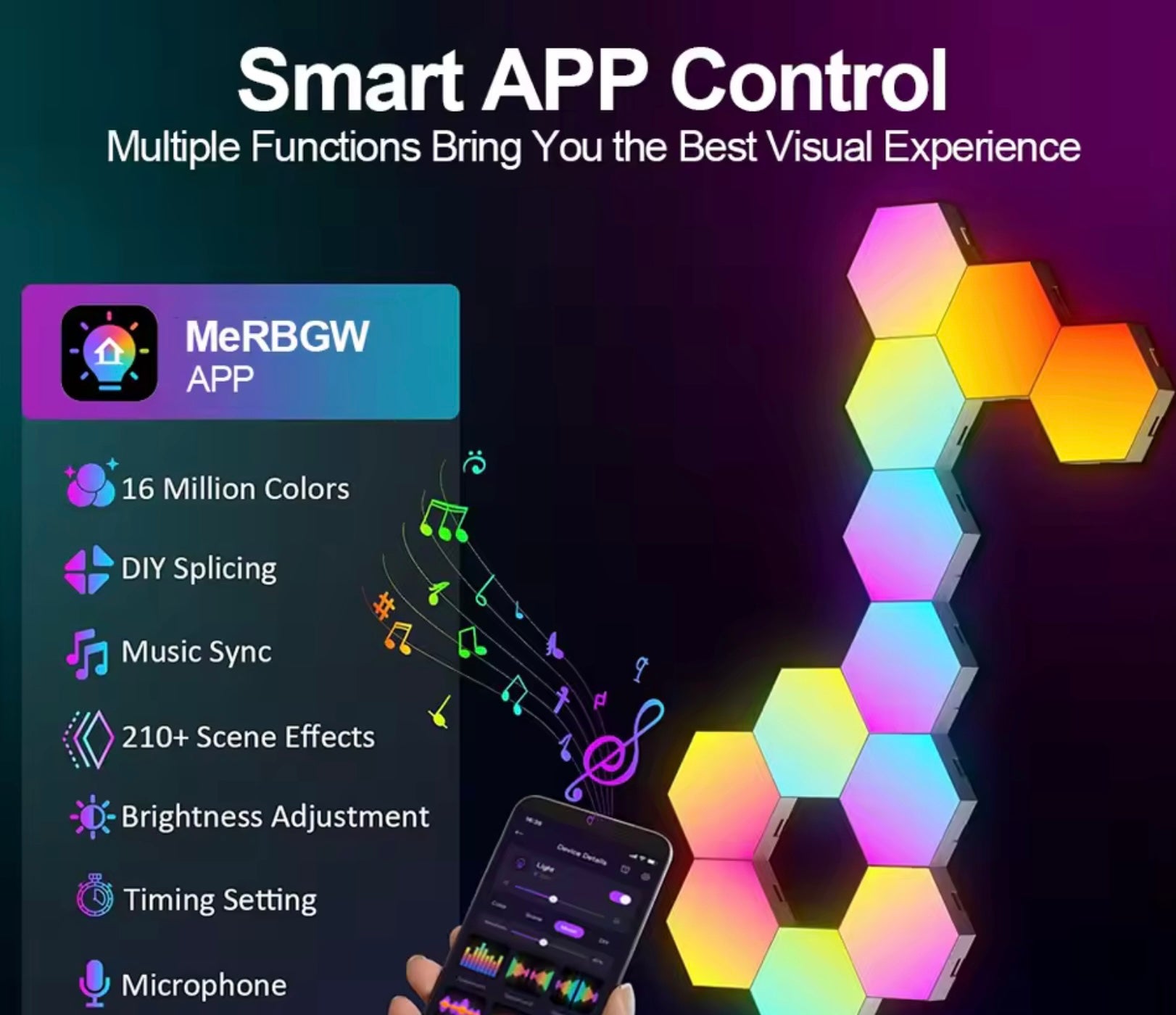 RGB LED Hexagon Wall Lights