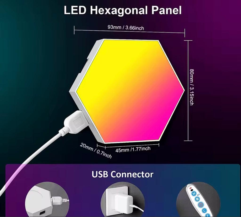 RGB LED Hexagon Wall Lights