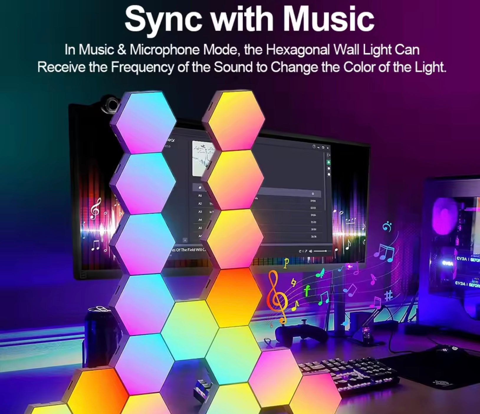 RGB LED Hexagon Wall Lights